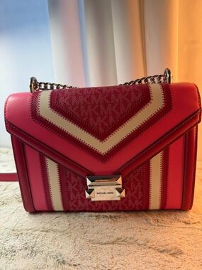 Michael Kors Dark Raspberry Whitney Medium Flap Chain Shoulder Bag